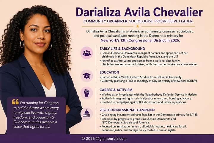 Darializa Avila Chevalier speaking at her NY-13 primary victory rally in New York 2026