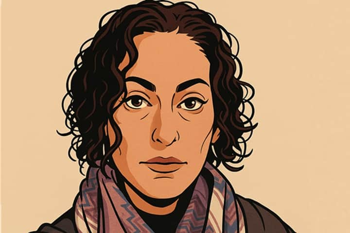 Maura Finkelstein illustration – cultural anthropologist, author of The Archive of Loss, and academic freedom advocate in 2025.