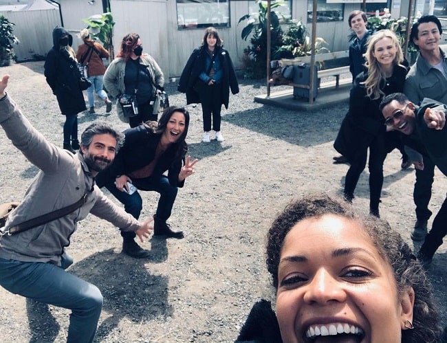 antonia thomas with crew of the good doctor