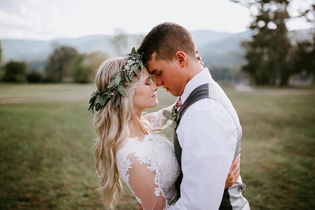 josie bates with husband kelton balks in theri wedding